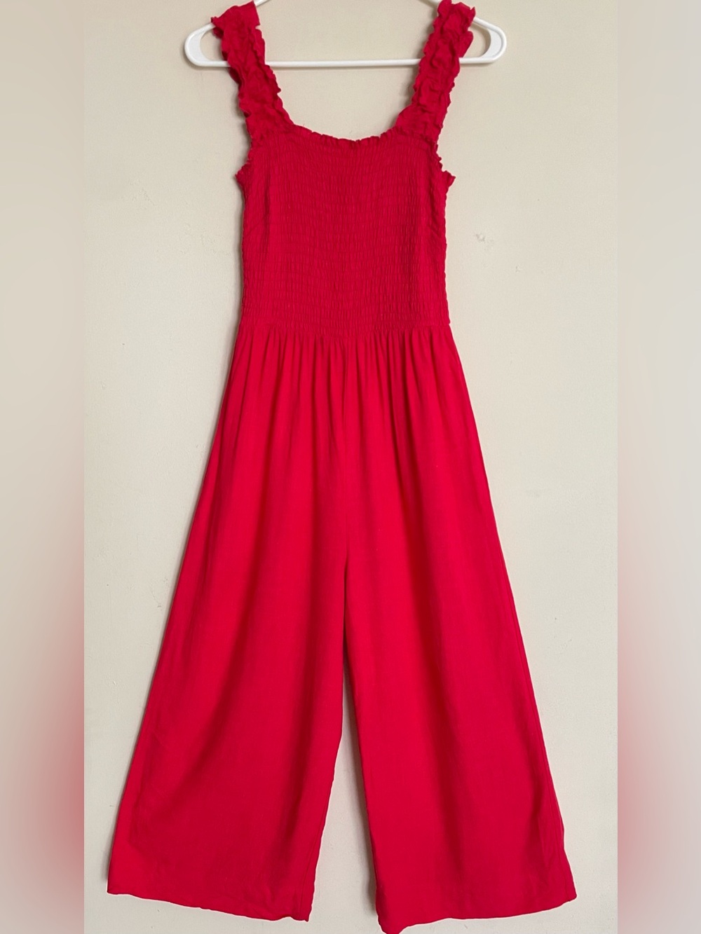 Draper James RSVP Red/Pink Sleeveless Linen Blend Jumpsuit
